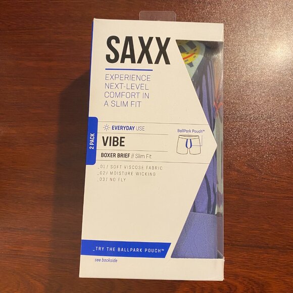 Saxx VIBE 2 pack Boxer Briefs Ultimate Comfort Max-Tisse/Navy - Picture 2 of 3